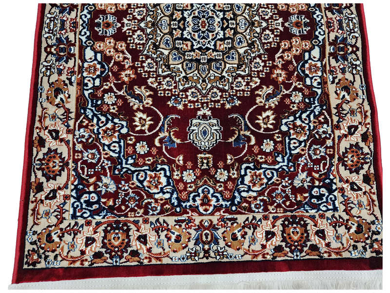 Beautiful Red Bedside Machine Made Carpet 110 x 80 CM