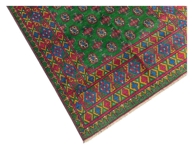 Best Quality Afghan Handmade Green Carpet 191 x 148 cm