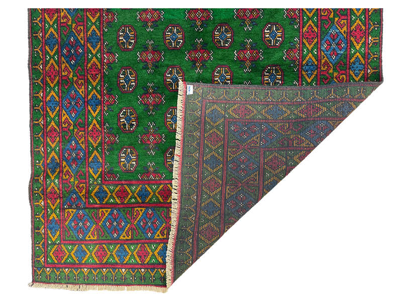 Best Quality Afghan Handmade Green Carpet 191 x 148 cm