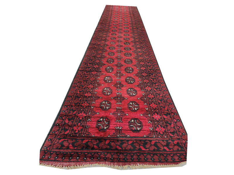 Fine Red Afghan Carpet 954 x 80 cm