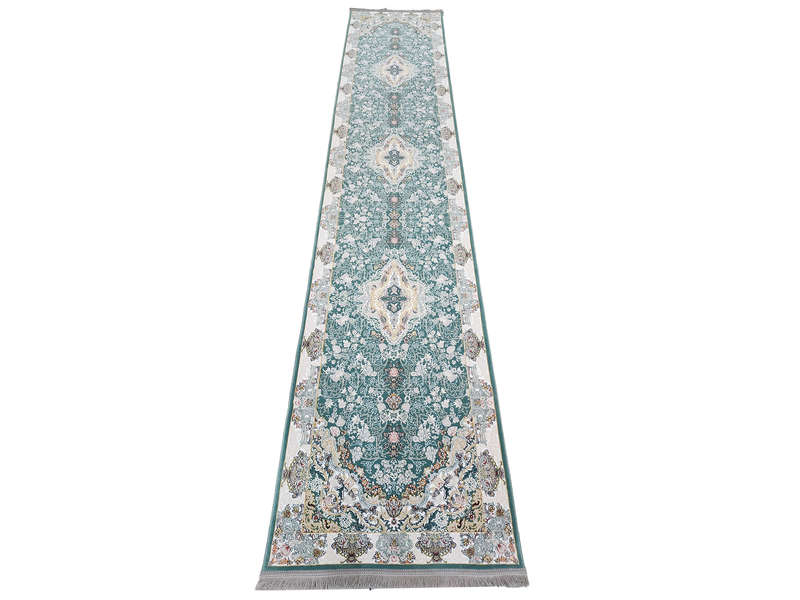 Beautiful Green Persian Machine Made Runner 400 x 80 CM