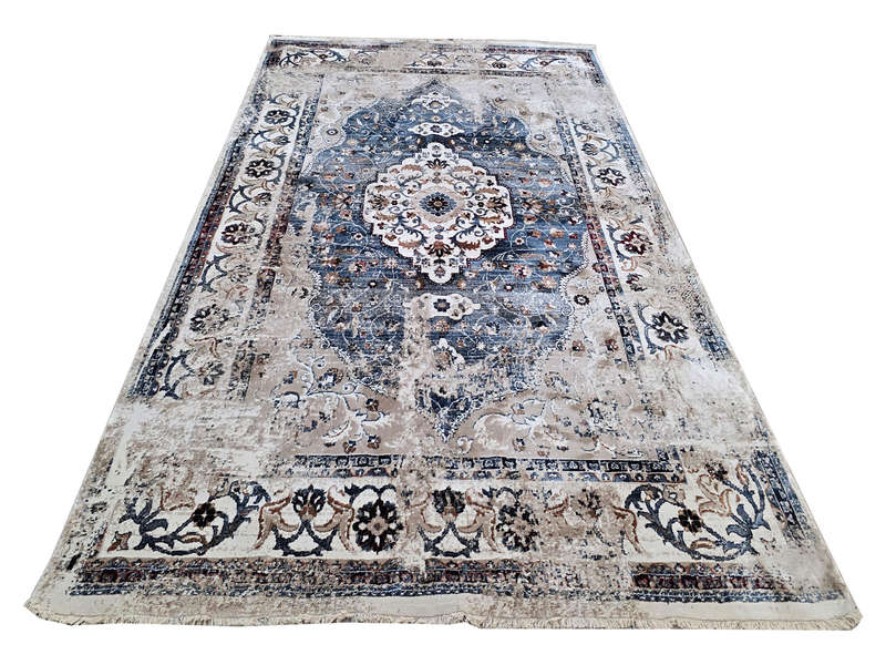 Blue Vintage Style Carpet 290 X 200 CM