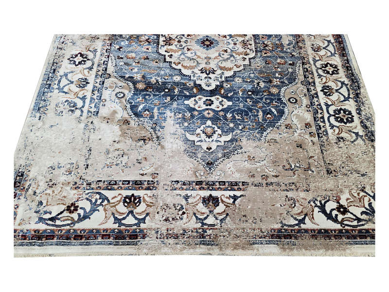 Blue Vintage Style Carpet 290 X 200 CM