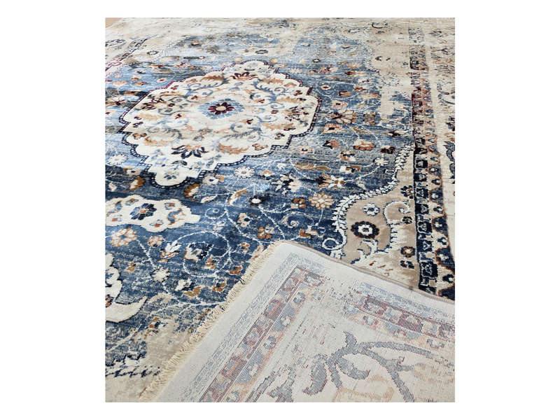 Blue Vintage Style Carpet 290 X 200 CM
