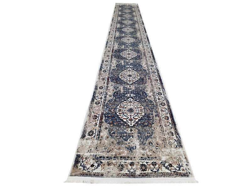 Beautiful Blue Vintage Style Carpet Runner 800 x 80cm