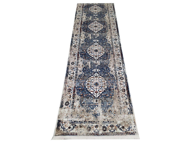 Beautiful Blue Vintage Style Carpet Runner 800 x 80cm