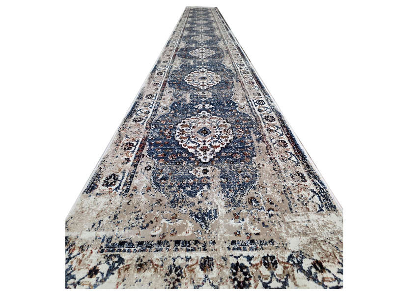 Beautiful Blue Vintage Style Carpet Runner 800 x 80cm