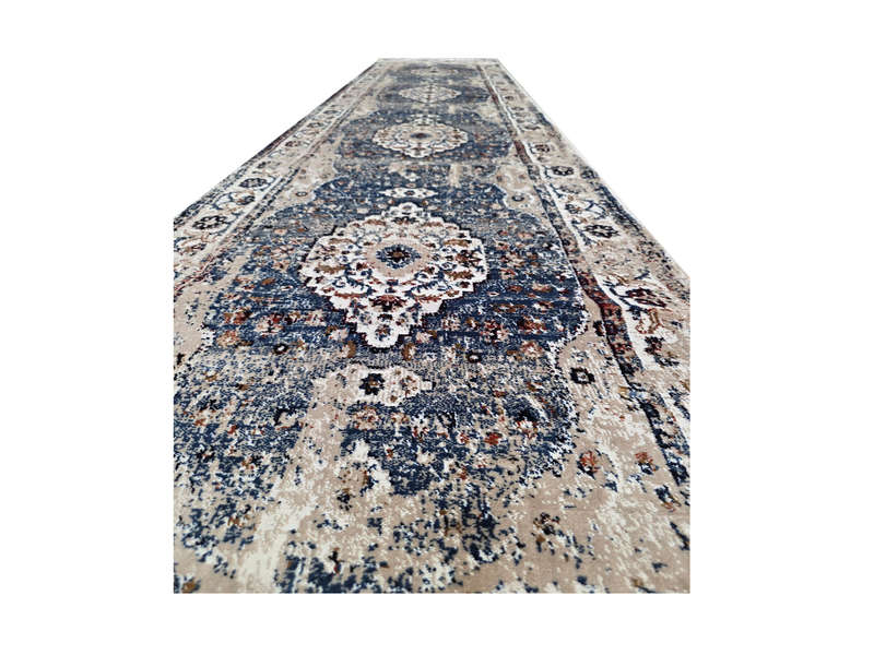 Gorgeous Blue Vintage Style Carpet Runner 400 x 80cm