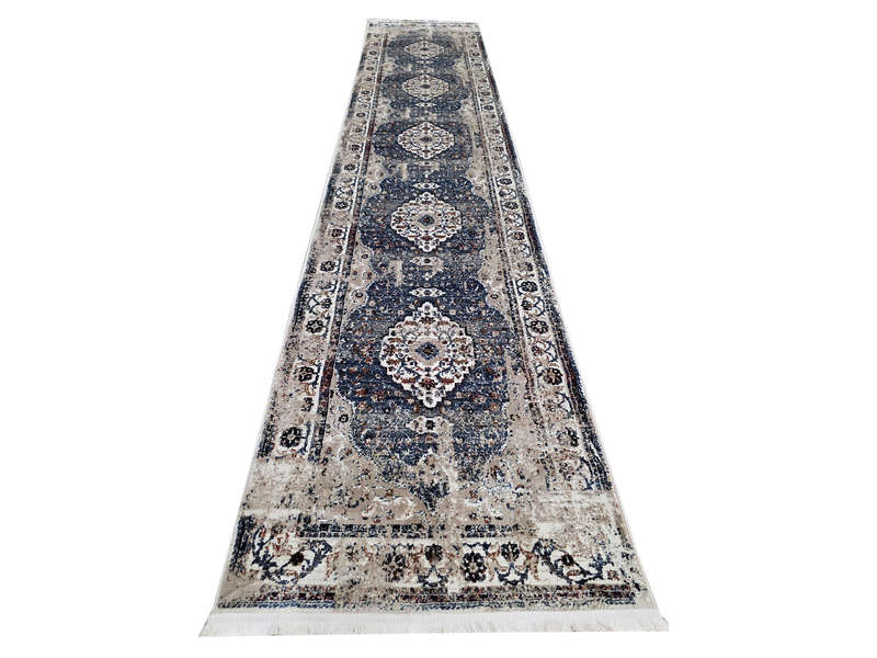 Fine Blue Vintage Style Carpet Runner 500 x 80cm