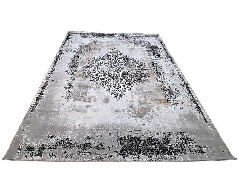 Grey And Black Vintage Machine Made Carpet 290 X 200 CM
