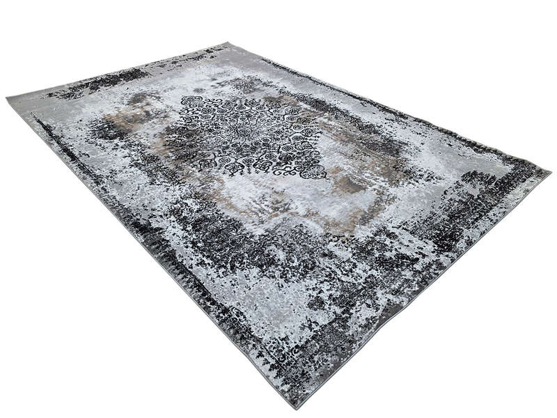 Grey And Black Vintage Machine Made Carpet 290 X 200 CM