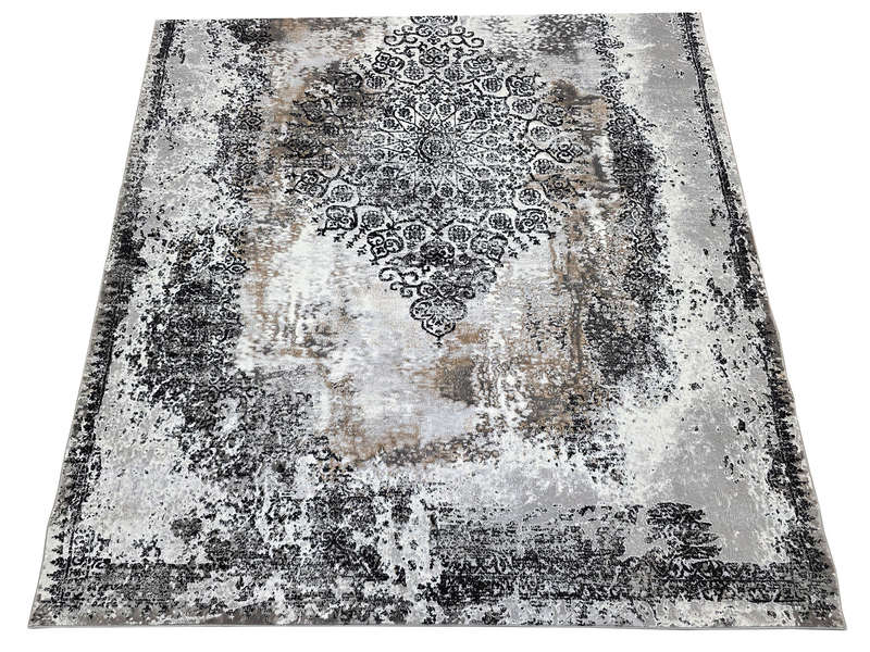 Grey And Black Vintage Machine Made Carpet 290 X 200 CM
