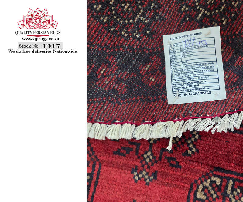 Beautiful Red Afghan Handmade Round Carpet 145 x 143 CM