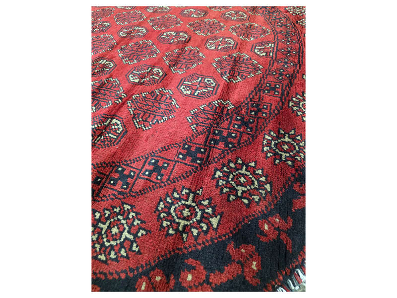 Beautiful Red Afghan Handmade Round Carpet 200 x 190 CM
