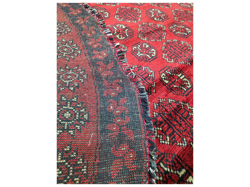 Beautiful Red Afghan Handmade Round Carpet 200 x 190 CM