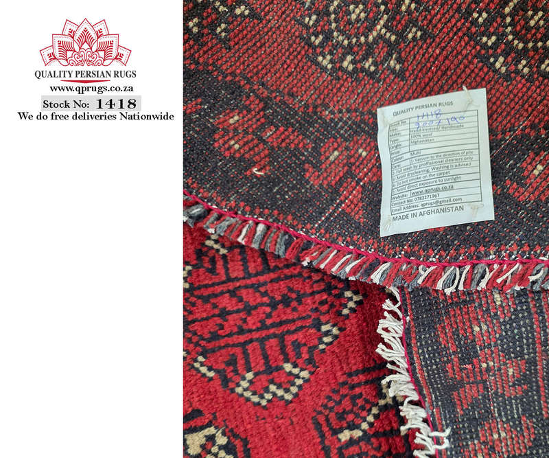 Beautiful Red Afghan Handmade Round Carpet 200 x 190 CM