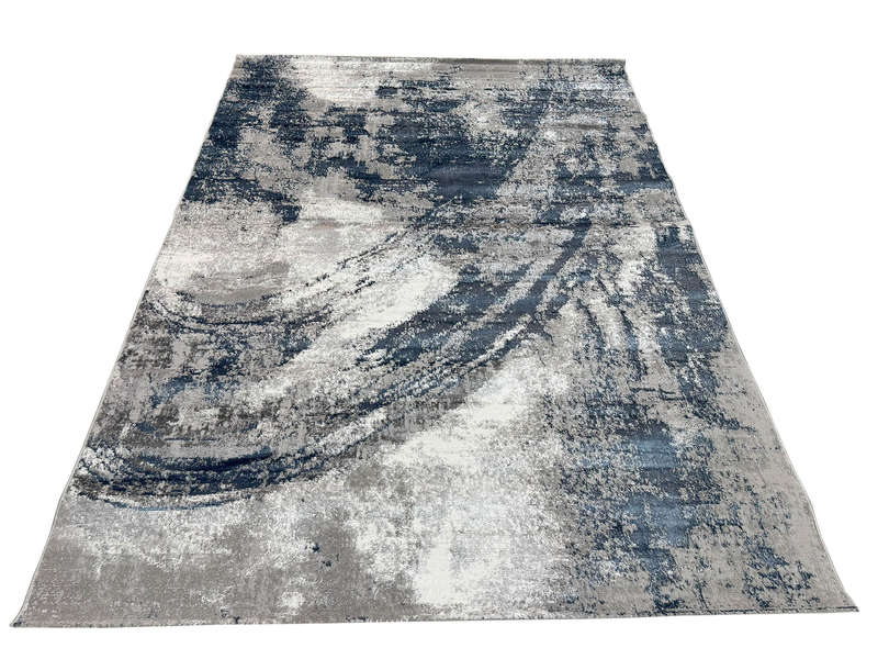 Modern Grey and Navy Machine Made Carpet 290 X 200 CM