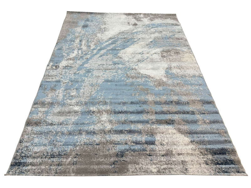 Modern Grey and Navy Machine Made Carpet 290 X 200 CM