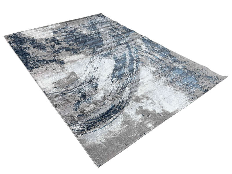 Modern Grey and Navy Machine Made Carpet 290 X 200 CM