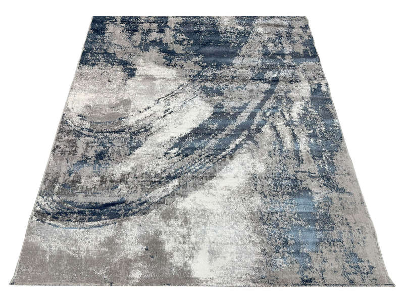 Modern Grey and Navy Machine Made Carpet 290 X 200 CM