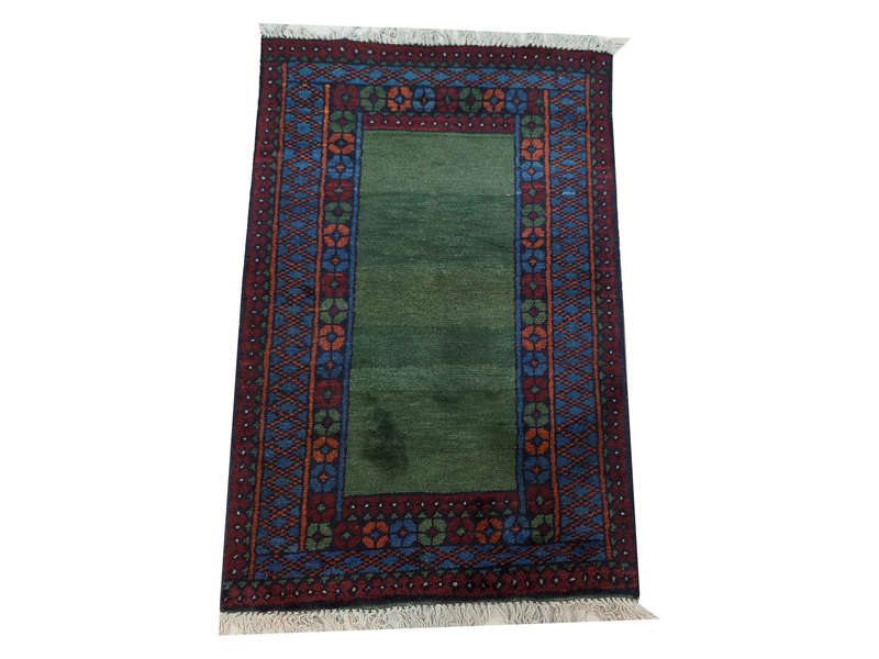 Fine Green Afghan Kunduz Hand-knotted Carpet 120 X 76 cm
