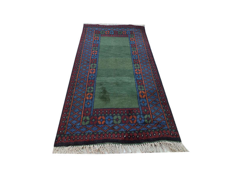 Fine Green Afghan Kunduz Hand-knotted Carpet 120 X 76 cm