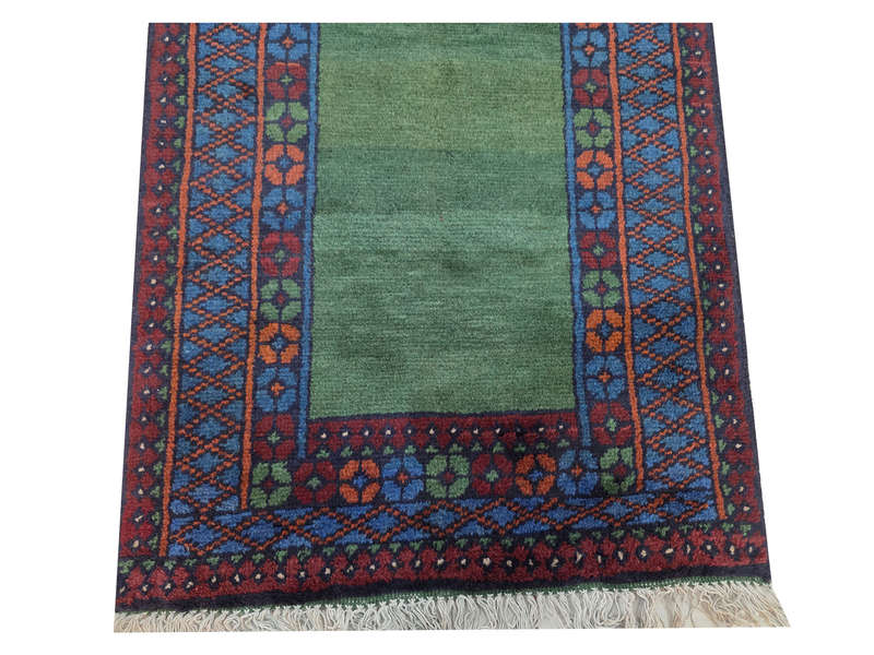 Fine Green Afghan Kunduz Hand-knotted Carpet 120 X 76 cm