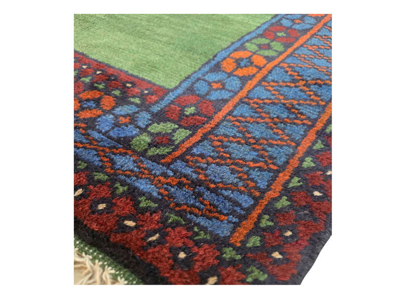 Fine Green Afghan Kunduz Hand-knotted Carpet 120 X 76 cm