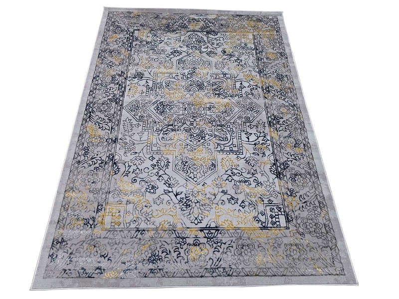 Modern Grey and Navy Machine Made Carpet 230 x 160 CM