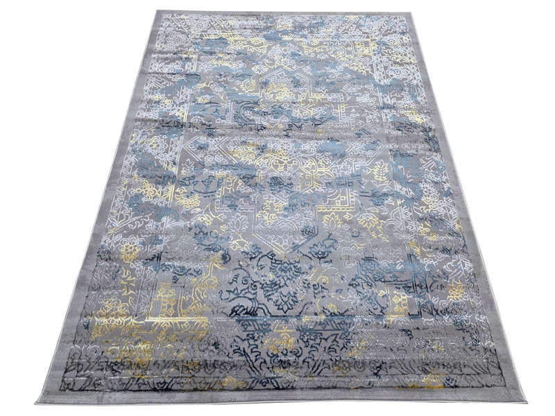 Modern Grey and Navy Machine Made Carpet 230 x 160 CM