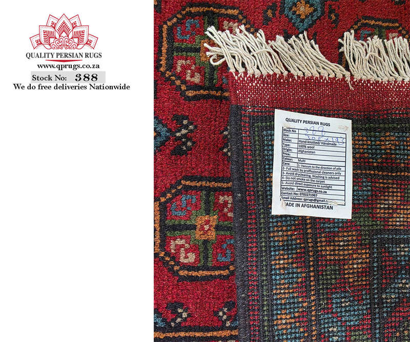 Afghan Kunduz Red Bukhara Design Carpet 305 x 193 CM