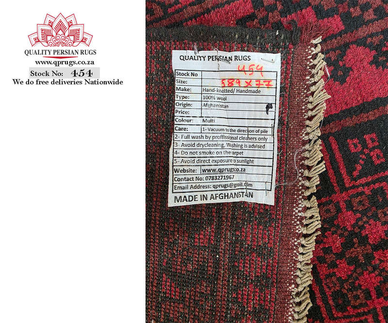 Incredible Elephant foot design Red Afghan Runner 589 x 77 CM