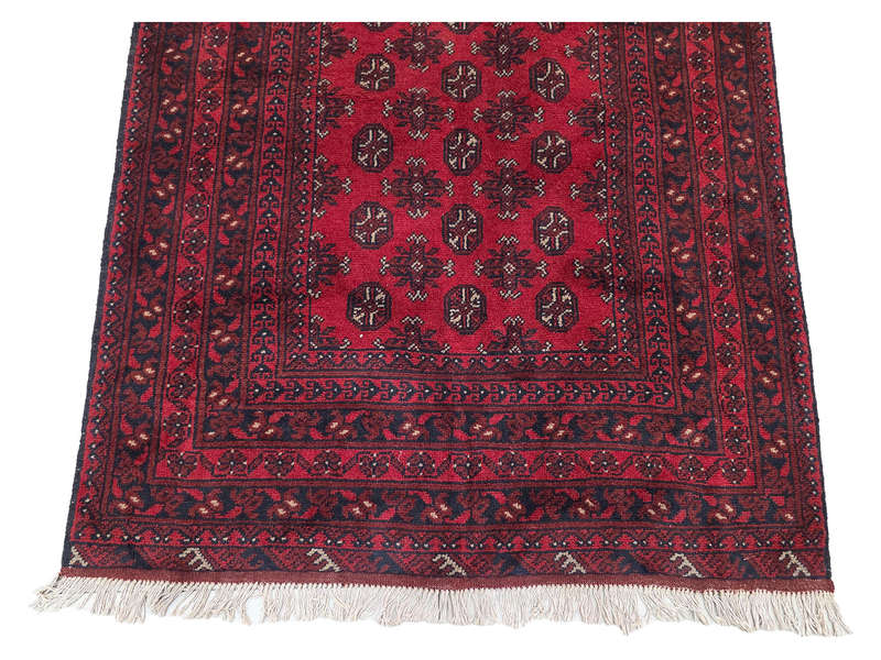 Stunning Red Afghan Bukhara Design Carpet 177 x 125 CM