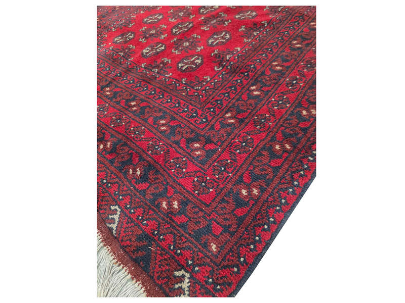Stunning Red Afghan Bukhara Design Carpet 177 x 125 CM