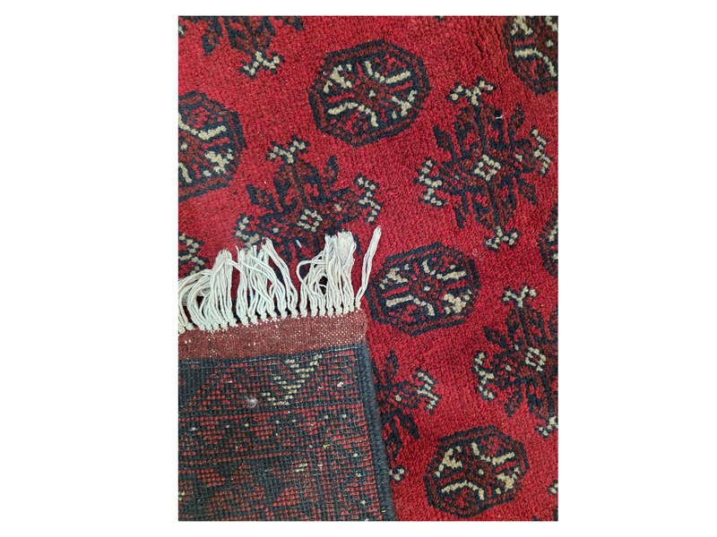 Stunning Red Afghan Bukhara Design Carpet 177 x 125 CM
