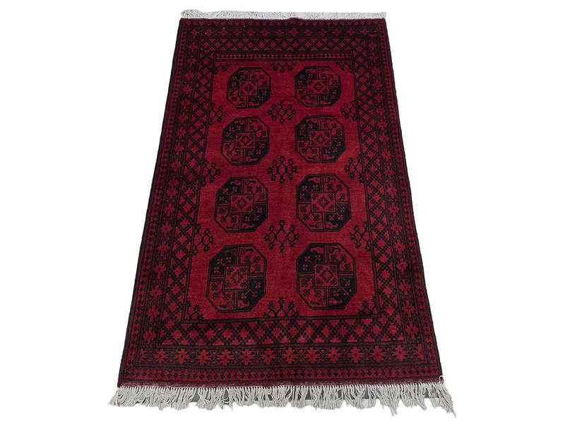 Fine Red Afghan Elephant Design Carpet 181 x 121 CM