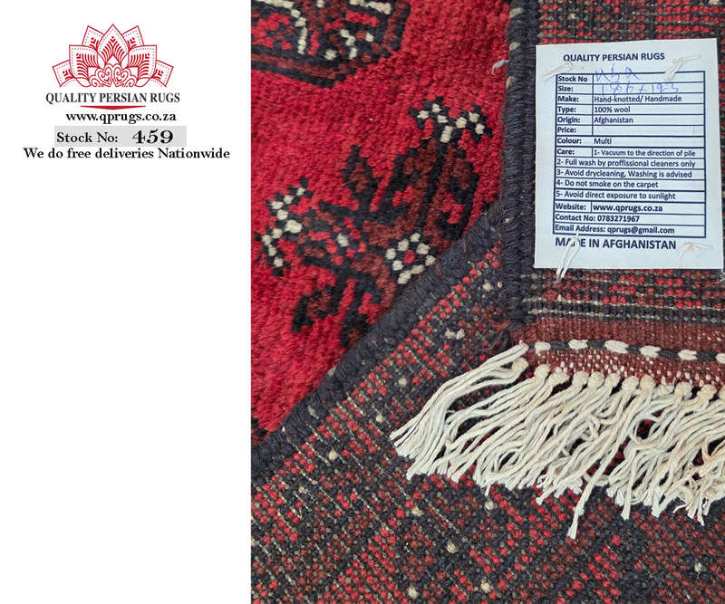 Beautiful Red Afghan Bukhara Design Carpet 186 x 123 CM