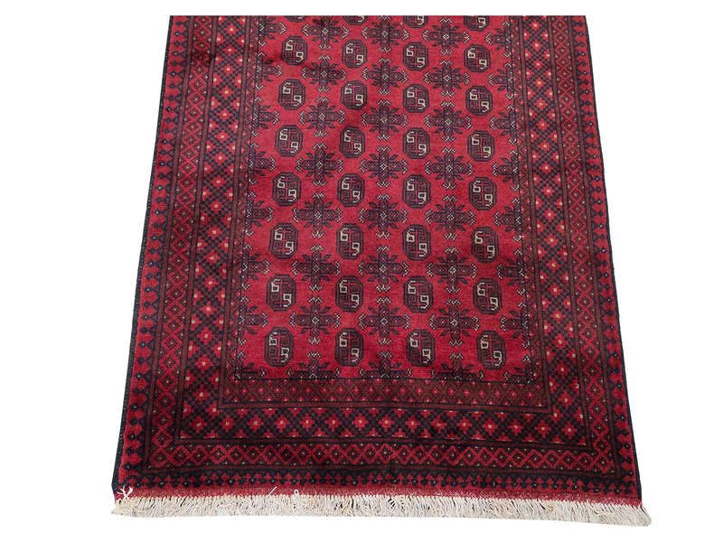 Stunning Red Afghan Bukhara Design Carpet 187 x 125 CM