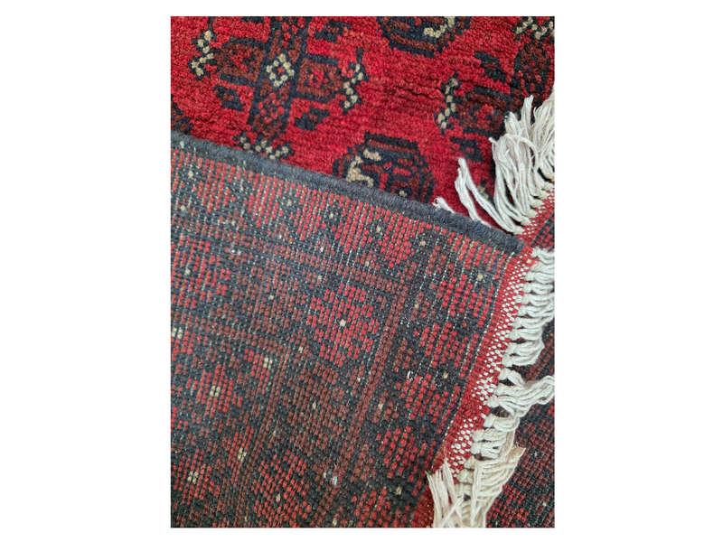 Red Afghan Bukhara Design Carpet 179 x 119 CM
