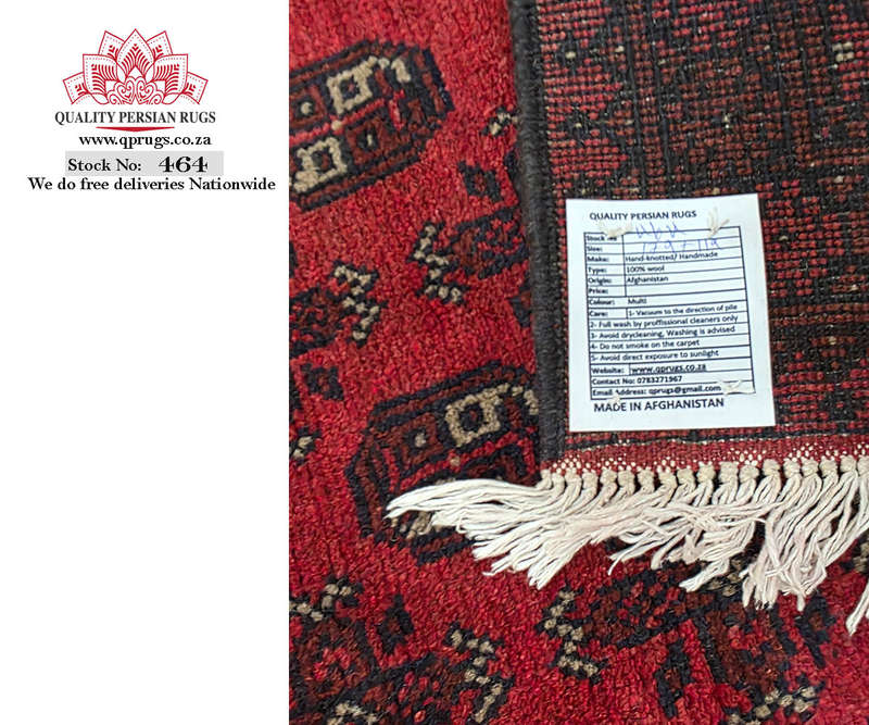 Red Afghan Bukhara Design Carpet 179 x 119 CM