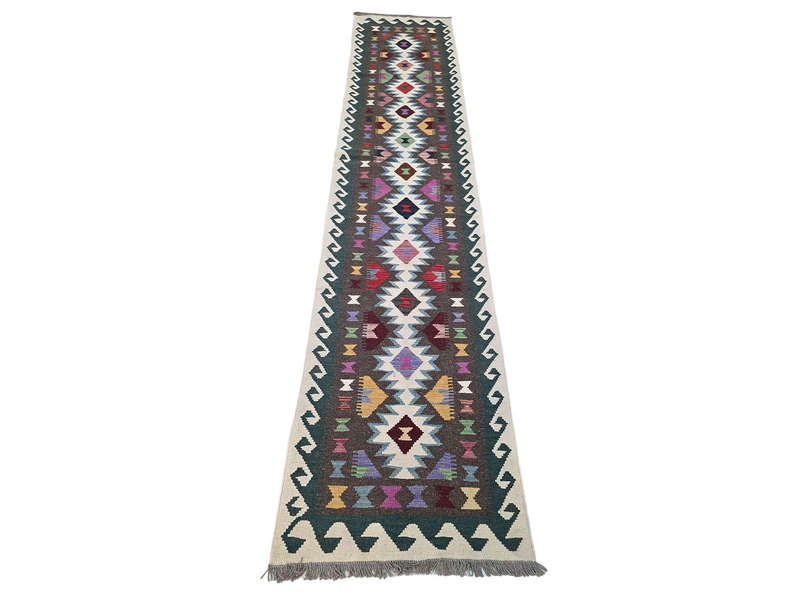 4 Meter Afghan Natural Kilim Runner 389 x 82 CM