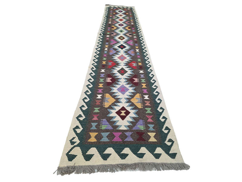 4 Meter Afghan Natural Kilim Runner 389 x 82 CM