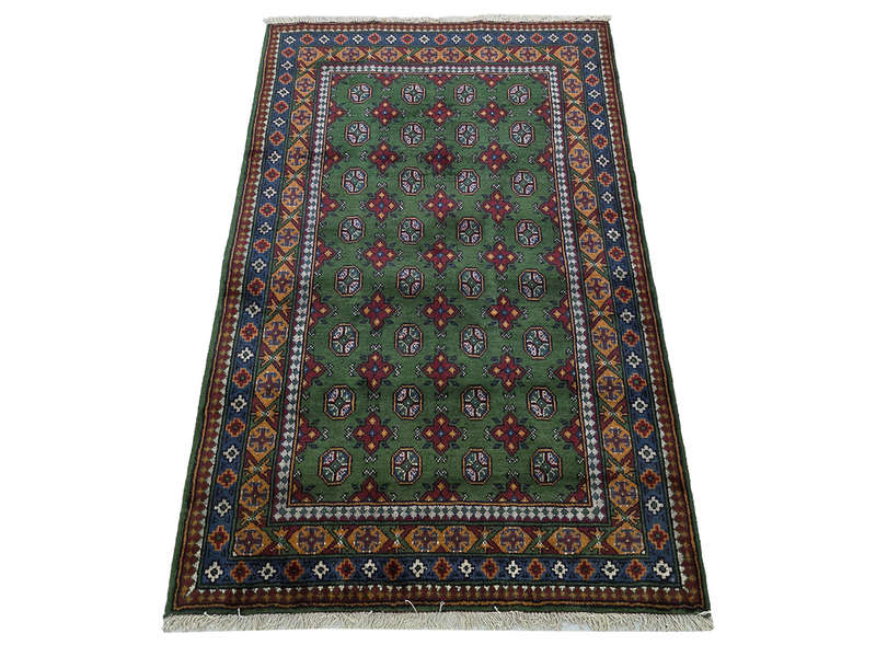 Fine Green Afghan Kunduz Bukhara Carpet 188 x 130 CM