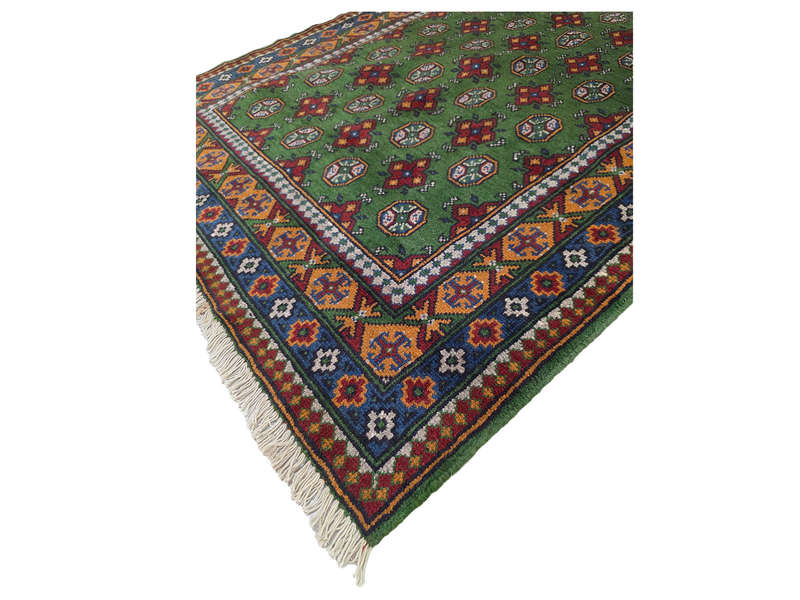 Fine Green Afghan Kunduz Bukhara Carpet 188 x 130 CM