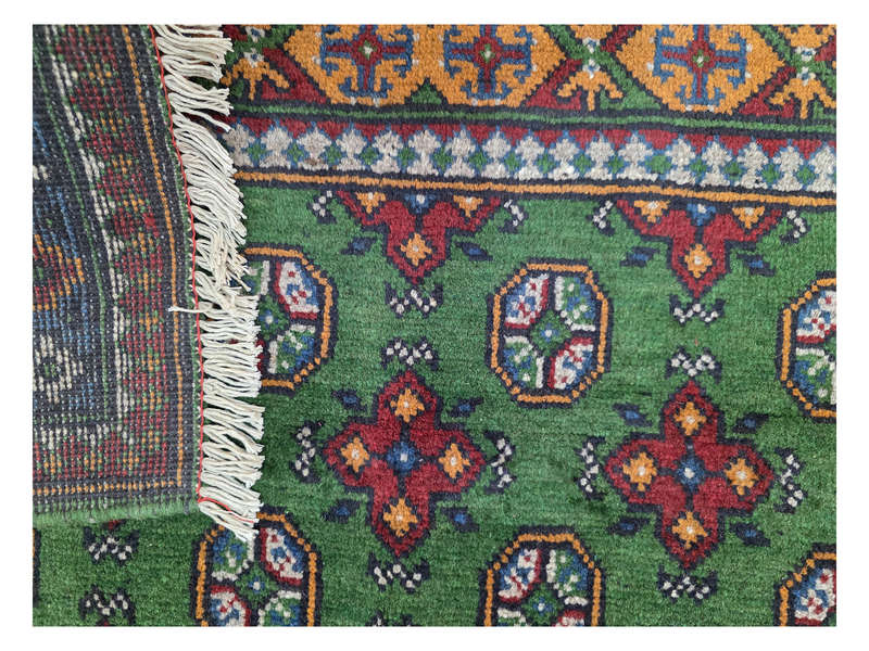 Fine Green Afghan Kunduz Bukhara Carpet 188 x 130 CM