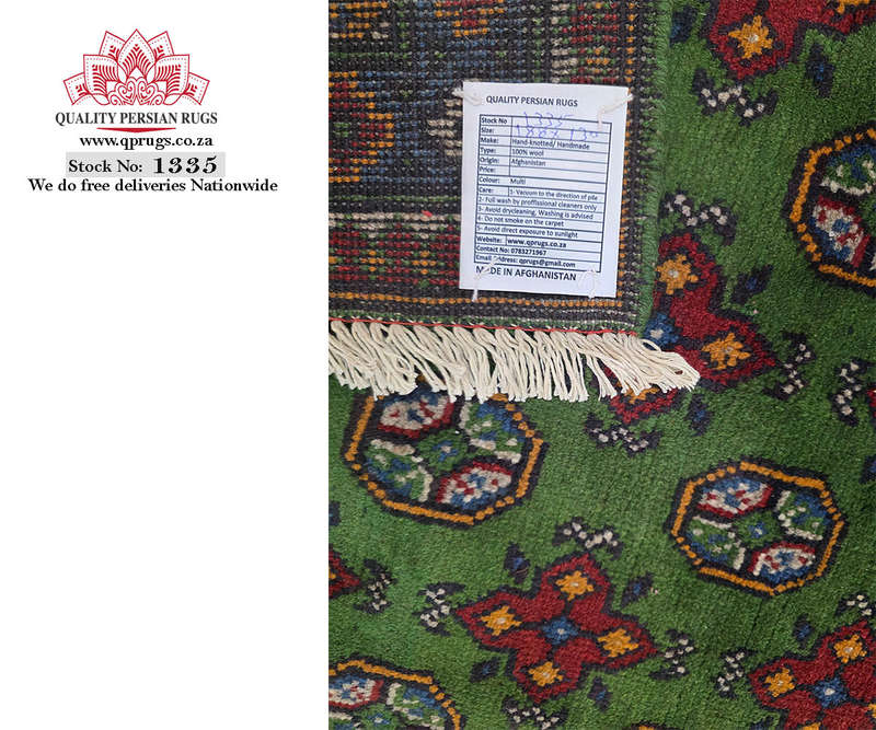 Fine Green Afghan Kunduz Bukhara Carpet 188 x 130 CM