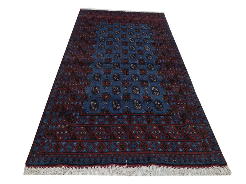 Fine blue Afghan Kunduz Carpet 250 x 160cm