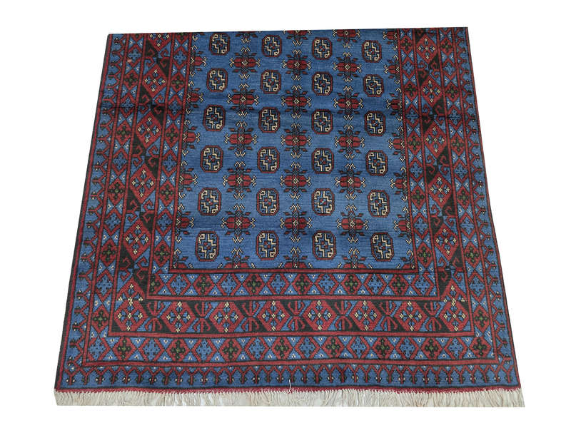 Fine blue Afghan Kunduz Carpet 250 x 160cm