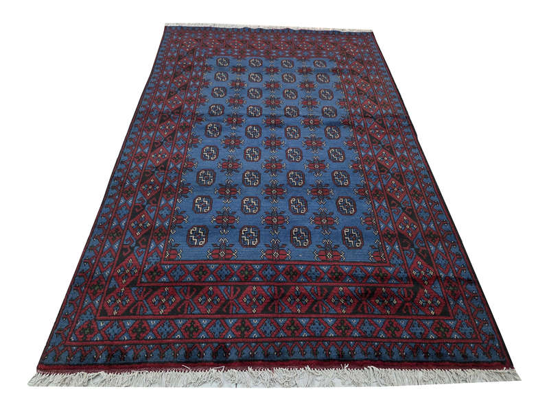 Fine blue Afghan Kunduz Carpet 250 x 160cm