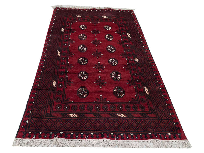Red Afghan Hand-knotted Carpet 150 x 199cm
